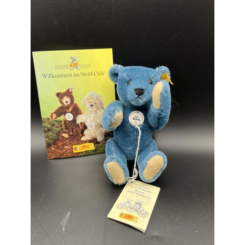 Steiff  Historic Miniature 1908 Blue short mohair  Teddy Bear 18cm(7").